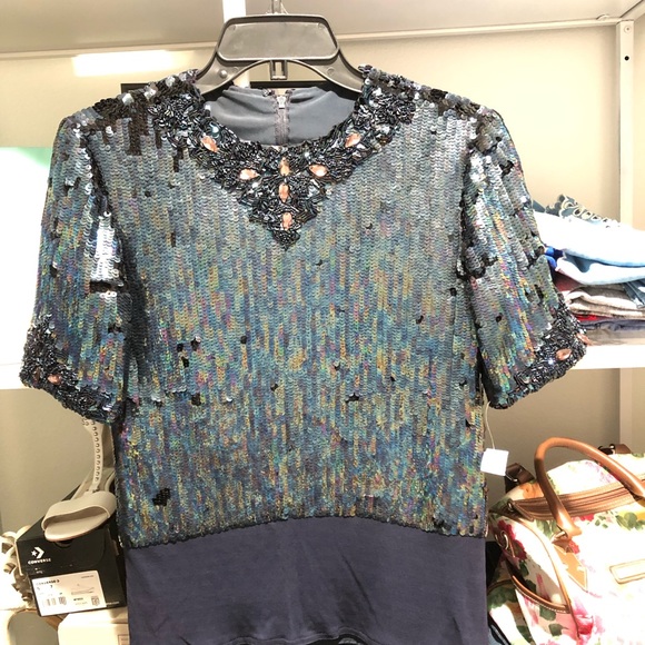BILL BLASS - VINTAGE - sequin blouse size 6 - Picture 3 of 5